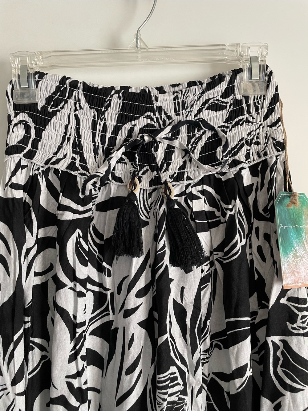 True Destinations High Rise Pull On Palazzo Pants Wide Leg Black/White NWT! - Picture 3 of 10